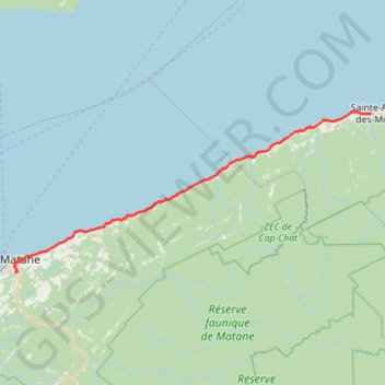 Matane - Sainte-Anne-des-Monts trail, distance, elevation, map, profile, GPS track