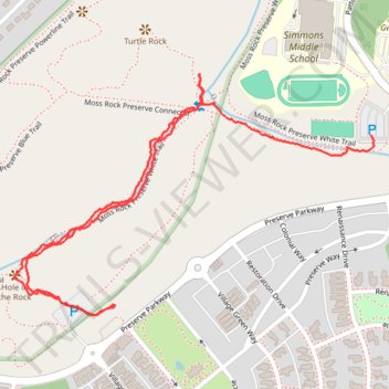 Moss Rock Preserve trail, distance, elevation, map, profile, GPS track