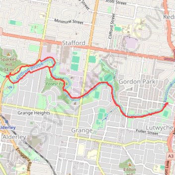 Kedron Brook Track trail, distance, elevation, map, profile, GPS track