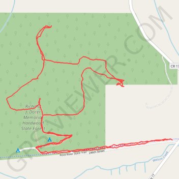 Isinours Forest Management Unit - Richard J. Dorer Memorial Hardwood State Forest Loop trail, distance, elevation, map, profile, GPS track
