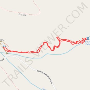 Palisade Falls Hiking Trail in Custer Gallatin National Forest trail, distance, elevation, map, profile, GPS track