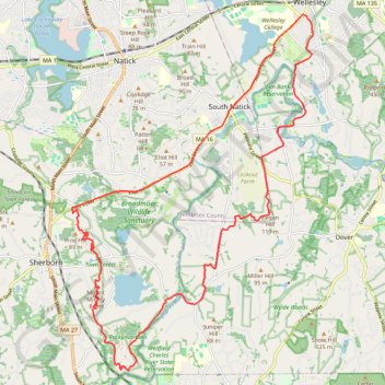 Town Forest, Rocky Narrows and Pegan Hill Reservation Loop MTB from Wellesley trail, distance, elevation, map, profile, GPS track