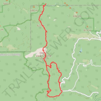 Big Basin Redwoods State Park - Creeping Forest, Middle Ridge, Ocean View Summit, Hihn Hammond trail, distance, elevation, map, profile, GPS track