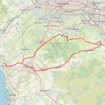 Irvine, Scotland to Stonehouse and back trail, distance, elevation, map, profile, GPS track