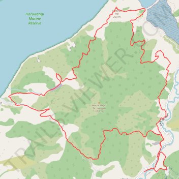 Horoirangi / Drumduan Loop via Cable Bay Walkway and Overlook trail, distance, elevation, map, profile, GPS track