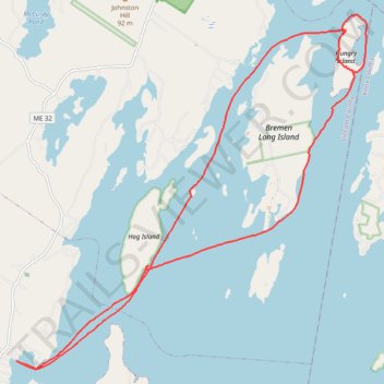 Kayak/hike Hungry Island trail, distance, elevation, map, profile, GPS track