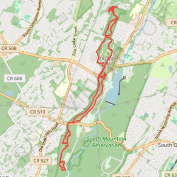 Mayapple Hill & West South Mountain Reservation trail, distance, elevation, map, profile, GPS track